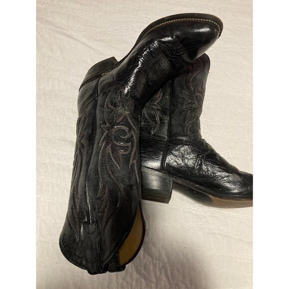 Men’s Western Cowboy Boots 8D – Leather Vamp – Black – Made in USA – Strong Sole main image 4